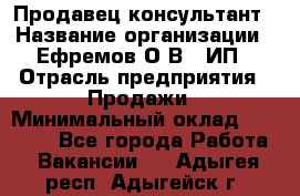 Продавец-консультант › Название организации ­ Ефремов О.В., ИП › Отрасль предприятия ­ Продажи › Минимальный оклад ­ 22 000 - Все города Работа » Вакансии   . Адыгея респ.,Адыгейск г.